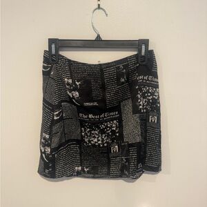 Reformation Black and White News Mini Skirt